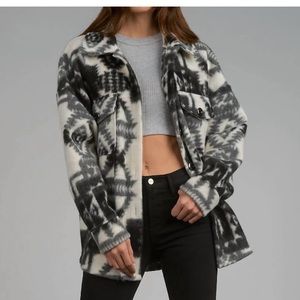 Elan Brushed Black Aztec Print Jacket